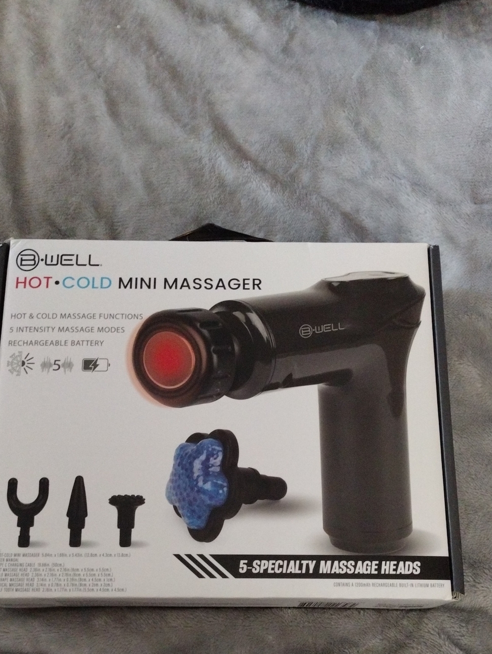 Black Hot & Cold Mini Massager with 5 Specialty Heads